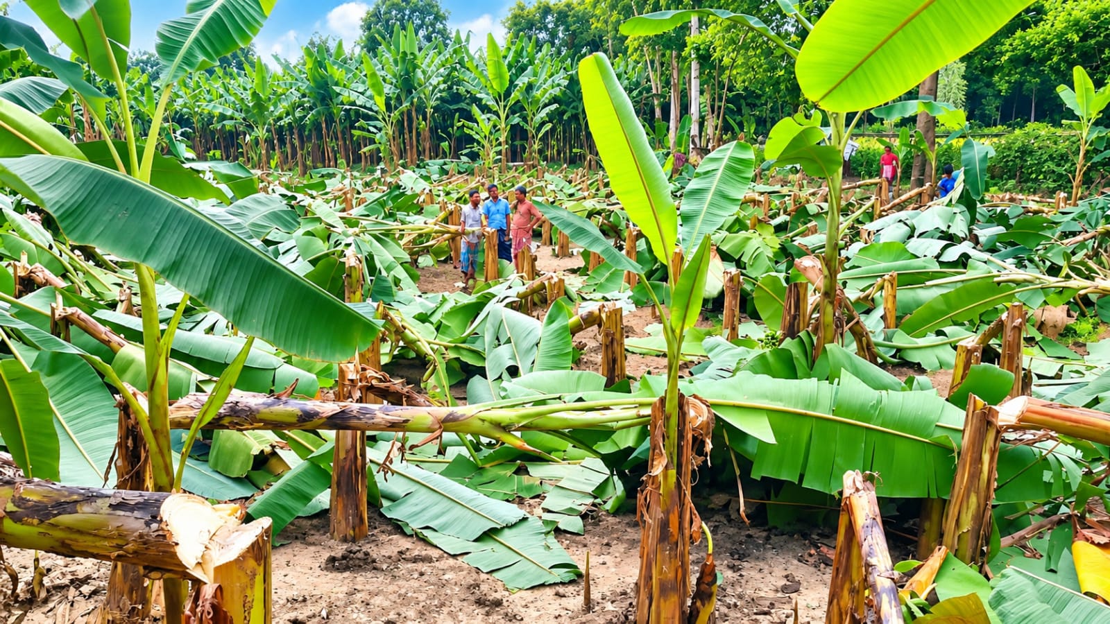 জয়পুরহাটে এক রাতেই ৭০০ কলাগাছ কেটে সাবাড়, কৃষকের দেড় লাখ টাকার ক্ষতি